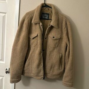 Levis Men Trucker Jacket Sherpa Teddy Faux Shearling Fur Oatmeal SZ XL Coat $149